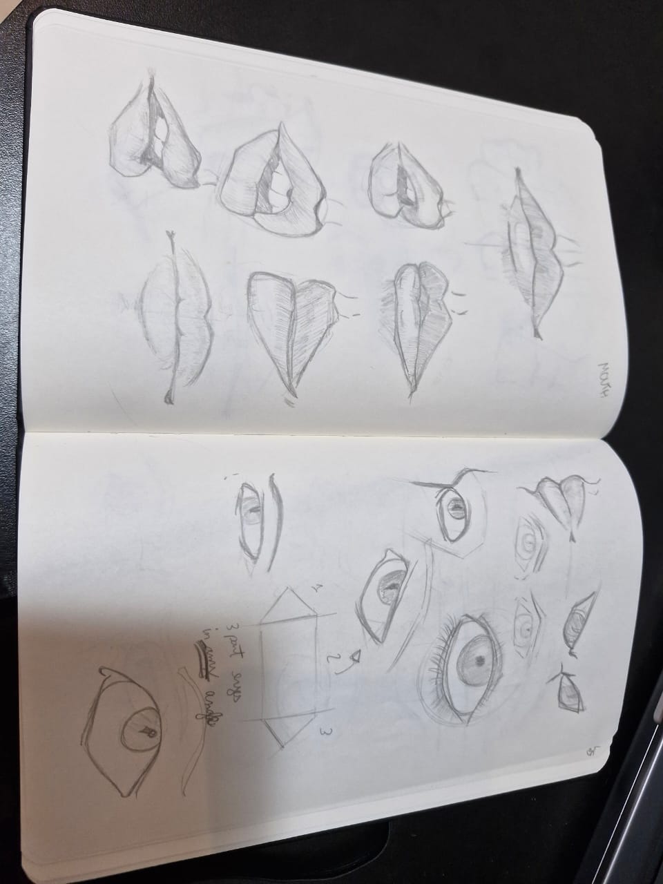 Mouths drawing done with pencil